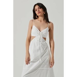 ASTR the Label Cut Out Poplin Midi Dress - Color White - Size Large - NWT